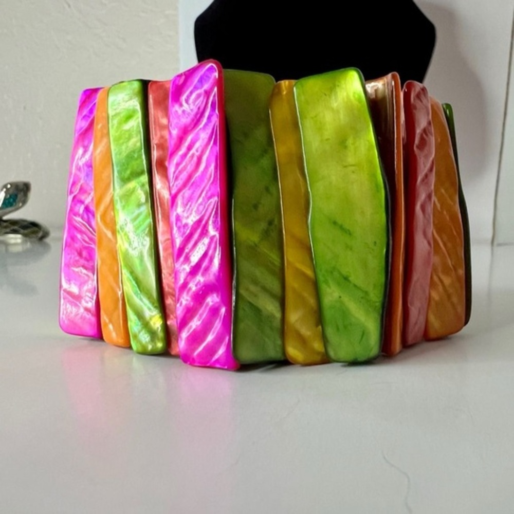 Colorful Stretchy Bracelet Pink Green Yellow
